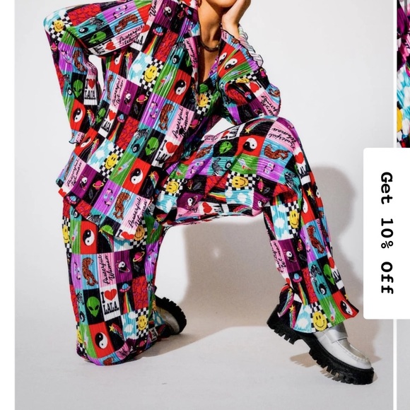 Dressed in Lala Be Yourself patchwork plisse set - Picture 2 of 3